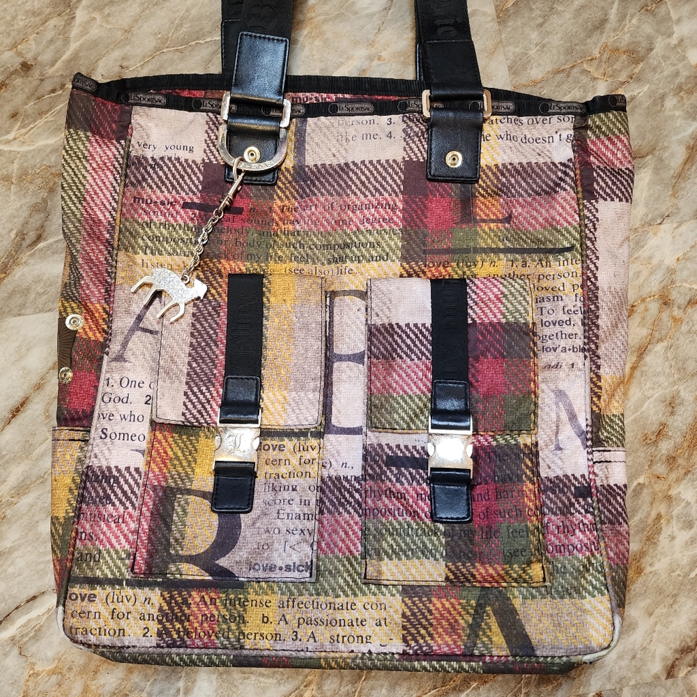 L.A.M.B. Lesportsac Donegal plaid tote